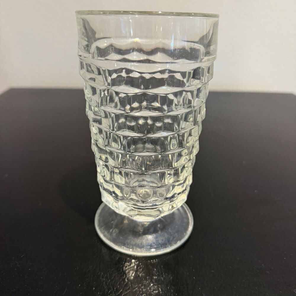 Vintage Fostoria American Glassware Cubist Footed Low Iced Tea Water Goblet 6”
